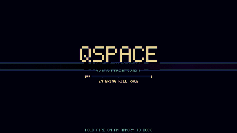 QSPACE gameplay: ships dogfighting around a gravity well